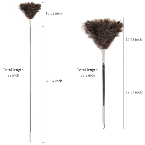 Image of Feather Duster, Ostrich Feather Duster Replacement Head, Reusable Ostrich Feather Duster, Brown (Replacement Head Only)