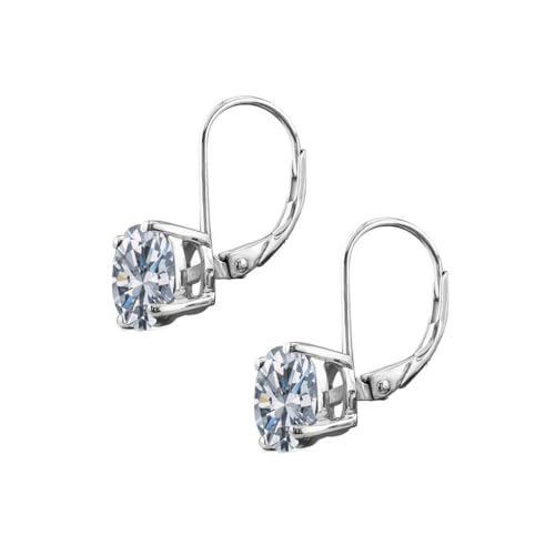 Savlano Rhodium Plated 7MM Solitaire Cubic Zirconia Leverback Round Cut Drop Earrings – Dangle Earrings for Women Comes with Savlano Gift Box3