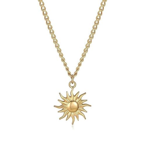 Gold Sun Necklace for Men Surfer Pendant Necklace Dainty Stainless Steel Sun Necklaces Trendy Summer Jewelry Gifts