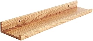 IBUYKE Solid Oak Timber Floating Shelf Wall, Creative U-shaped Shelf Display Racks for Living Room, Office, Bedroom, Bathroom, Kitchen, 60cm Wood color RF-GB544