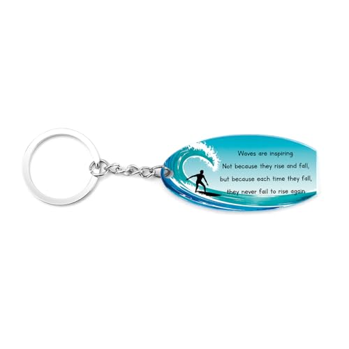 musoeica Christmas Surfing Gifts, Novelty Surfboard Keyring, Surfer Keyring Surf Key Ring Ocean Wave keychain Inspiration Beach Gifts for Beach Lover Ocean Lover Surfer Women Men Birthday