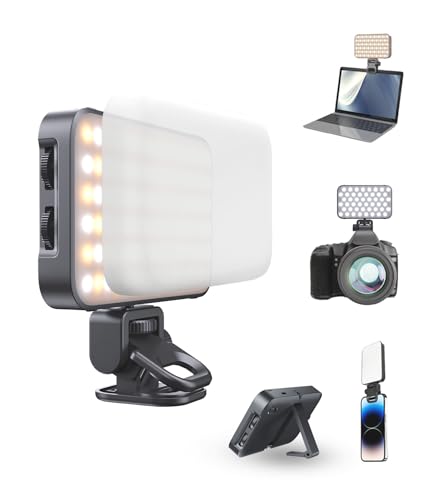 TONEOF 96 LED Lampe de Téléphone Améliorée avec Coque Souple&Support Intégré, Lampe pour Appareil Photo, Lamp de Visioconférence Rechargeable avec...