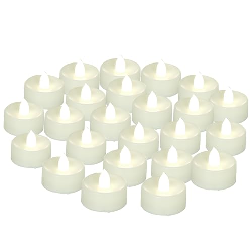 Image of CANDLE CHOICE Battery Operated Flameless Tea Lights Bright Flickering LED Tealight Candles for Wedding Table Centerpieces Halloween Thanksgiving Christmas Decoration Batteries Incl White Light 24 Pack