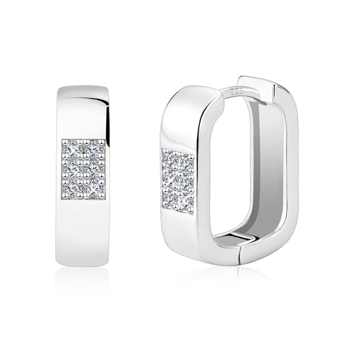 925 Sterling Silver Hoop Earrings for Women Trendy Cubic Zirconia