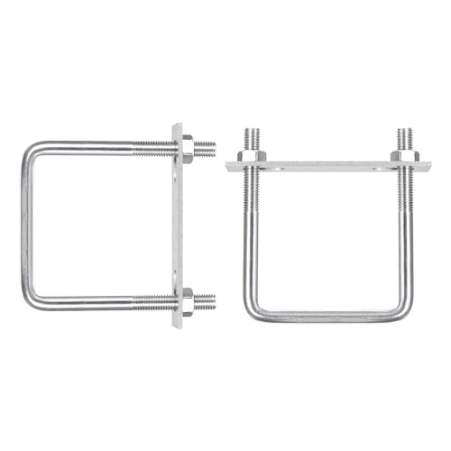 Image of DTGN M10x90x110mm(ThreadxWxL) Square U Bolt - 2Pack - Good for Trailer Pipe Replacement Parts - 304 Stainless Steel U Shape Bolts