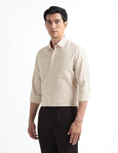 Image of Arrow Checked Slim Fit Mens Formal Shirt - Cotton, Breathable & Comfortable, Full Sleeves Shirts for Men