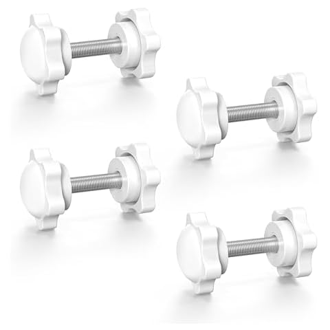 PoYang 4 pcs Screw Knob for Bogg Bag Divider Trays, for Bogg Bag Divider Accessories, 1 x 0.6 inches 16 mm, White Star Shape Thread Clamping Handle Industry Equipment Plastic Steel M5 (Head 25mm) Cover