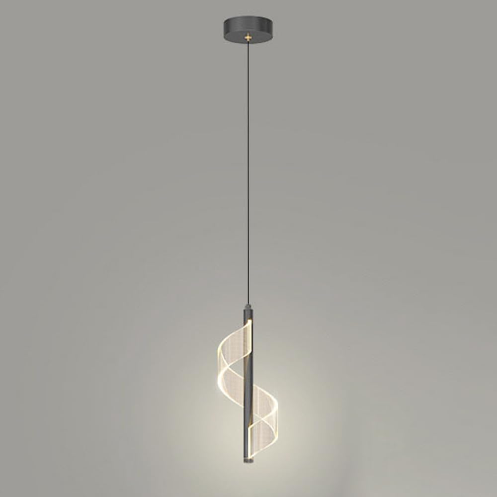 Lámpara colgante de tubo largo y pantalla acrílica espiral moderna LED de 5W para dormitorio