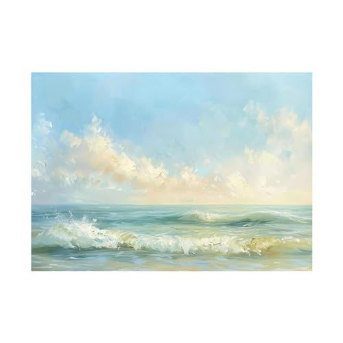 Impression sur toile de vagues de mer WODJEM déco murale 60x80cm