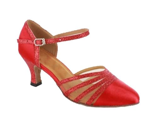 Chaussons de danse modern jazz rouge taille 36.5 avec talon 6cm style2 pour femme