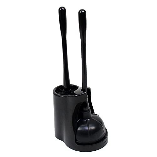 Casaphoria Conjunto de êmbolo de vaso sanitário e escova de tigela para limpeza de banheiro, acessórios de banheiro, preto escuro