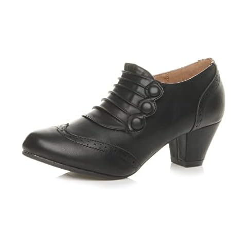 Ajvani Women's Mid Heel Brogue Ankle Boots Cover