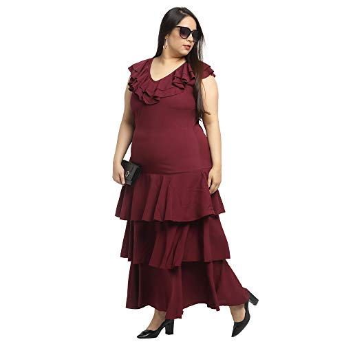 Image of Flambeur Women's Crepe Fit and Flare Maxi Casual Dress