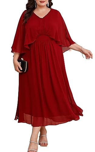 Hanna Nikole Women Plus Size Cape Sleeves Batwing Elegante Abendkleid...