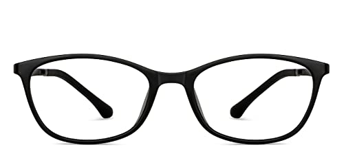 Image of LENSKART AIR Flex (Durable, Flexible and Light-Weight) Zero Power Bluecut and Antiglare Computer Eyeglasses | Matte Black Cat Eye Full Rim | For Men and Women | Small | LA E11484