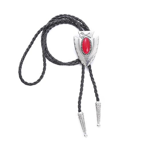 Image of Bolo Tie for Men Women Cowboy Turquoise Celtic Natural Tiger Eye Stone Longhorn Bull Western Leather Bolo Necktie
