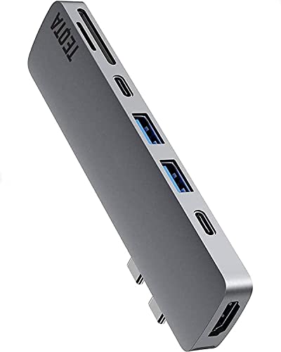 Image of 7 in 2 USB C Thunderbolt 3.0 Hub with 4K HDMI, 2 USB 3.0,SD,MicroSD,USBC&100W Pass Through Charging for MacBookPro 16-22&MacBookAir 18-22 Supports Intel,M1,M2 (7 in 2 (Space Grey))