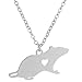 NOUMANDA Fashion Cute Mouse Engraved Heart Pendant Necklace Simple Animal Copper Jewelry (Silver)