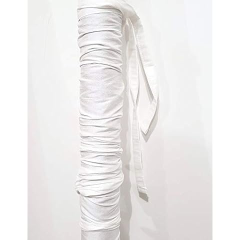 Cord & Chain Cover, 6.5 feet, Dupioni Faux Silk Fabric, Hook-and-Loop Strip Close- Use for Chandelier, Lighting, Wires (White) Cover