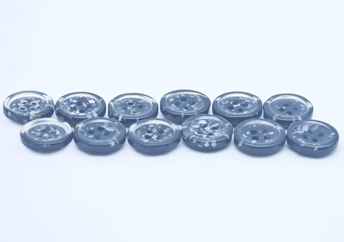 12 Pcs 15mm Round 4-Hole Resin Buttons, Granite Black Texture, for Jackets, Cardigans, DIY Crafts - Durable Sewing Buttons for Clothing and Accessories