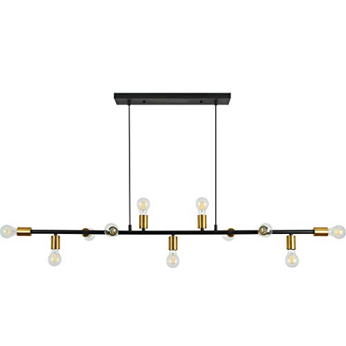 70% Off Everything Linsly Kitchen Island Lighting 11-Light Modern Linear Pendant Light with Antique Brass Socket Finish Chandelier Light Fixtures for Dining Room Living Room, QYX-IL-11
