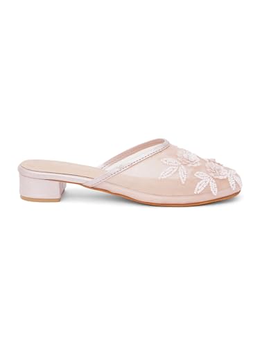 Image of TRYME Embellished Block Heel Mules for Women | Elegant Slip On Dress Sandals | Comfortable Fashion Heels for Casual, Wedding & Evening Occasions