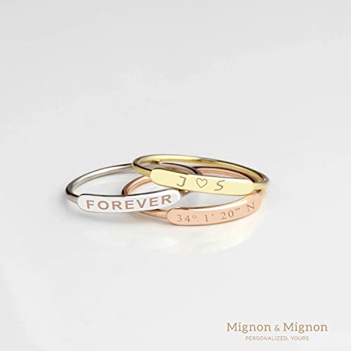 MignonandMignon Custom Name Ring for Mom, Grandma, Daughter Stackable Ring Wedding Bridesmaids Gifts - RDB2