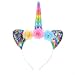 OIUUBBII Unicorn Horn Headband with Glitter Ears & 3 Colors Flowers Hair Hoop - Rainbow-colored Sparkly Unicorn Hairband Festival Birthday Cosplay Costume Party Accessories