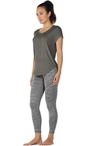 Image of icyzone Open Back Yoga Shirts for Women - Exercise Workout Tops, Athletic Short Sleeves, Running T-Shirts Loose Fit
