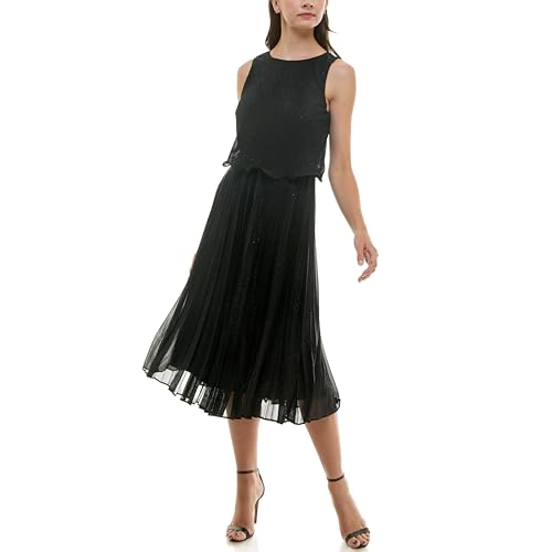 popover midi dress Maison Tara Women's Pleated Glitter Matte Dress, Black at Amazon Women's Clothing store Size:15 LONG Harper Dress | Rebecca AP1D105364 Brand CR-12441-Navy