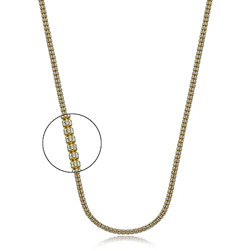10k Yellow Gold Two-Tone 4mm Diamond Cut Ice Chain Necklace with Lobster Lock (Available 18" - 30")2