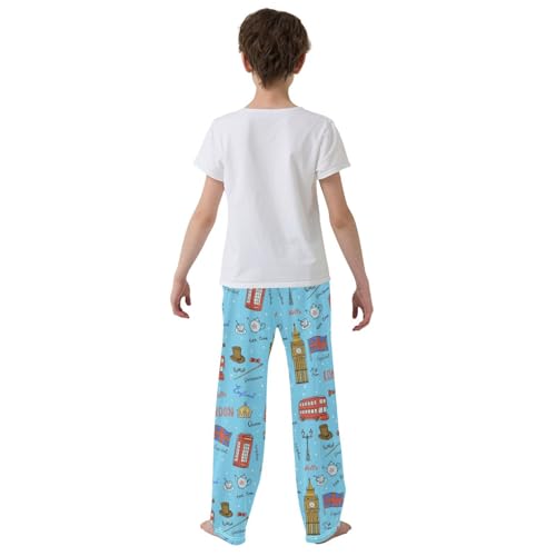 London Bus Queen Boys Long Pants Soft Trousers Elastic Waist Kids Lounge Bottoms with Pockets S-XL3