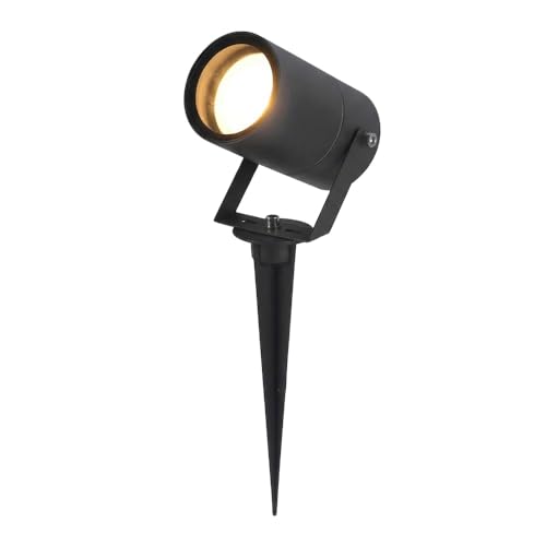 HOFTRONIC - Spikey LED Strahler mit Erdspieß 4 Watt 345lm 2700K Schwarz IP64 Wasserdicht Außenlampe für die Beleuchtung von Garten, Terrasse, Pflanzen, Wegen, Teich Außen-Strahler Gartenstrahler