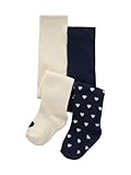 Taille élastiquée VERTBAUDET Lot de 2 paires de collants bébé fille motifs coeurs Marine/écru 19/22