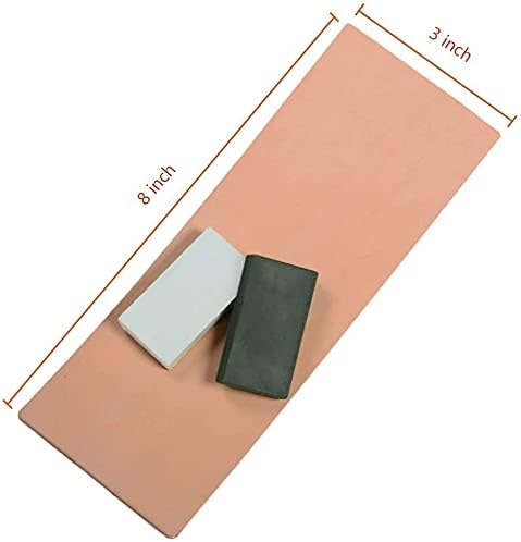 Miniatura 2 de Trazo de cuero de doble cara de 8 x 3 pulgadas con cinta de doble cara, kit de compuesto de pulido verde y blanco para afilar cuchillos, cuchillos