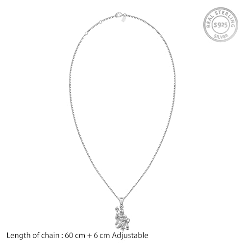 Image of GIVA 925 Silver Anjaneya Pendant With Link Chain For Him | Gifts for Men and Boys | With Certificate of Authenticity and 925 Stamp | 6 Month Warranty*