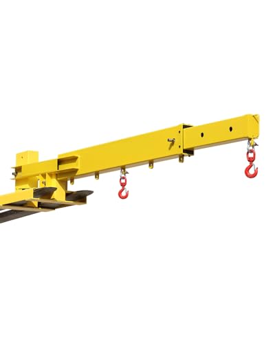 VEVOR Forklift Jib Boom Crane, 6000lbs Capacity, Manual Telescoping Boom Extends Up to 56.1 inches, Forklift Mobile Crane with 2 Hooks, Adjustable Forklift Crane Attachment for Warehouse, Factories