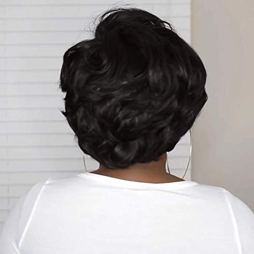 Glueless Bob Wig - Human Short Pixie Cut Straight Women's Bl