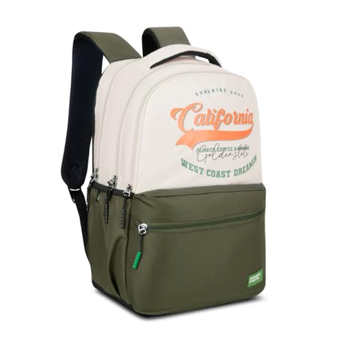 Image of United Colors of Benetton Unisex High-School Backpack CALAFIA | 3-Compartment Organised Daypack with Airmesh Padding | Backpack for School Girls & Boys | 26L Capacity