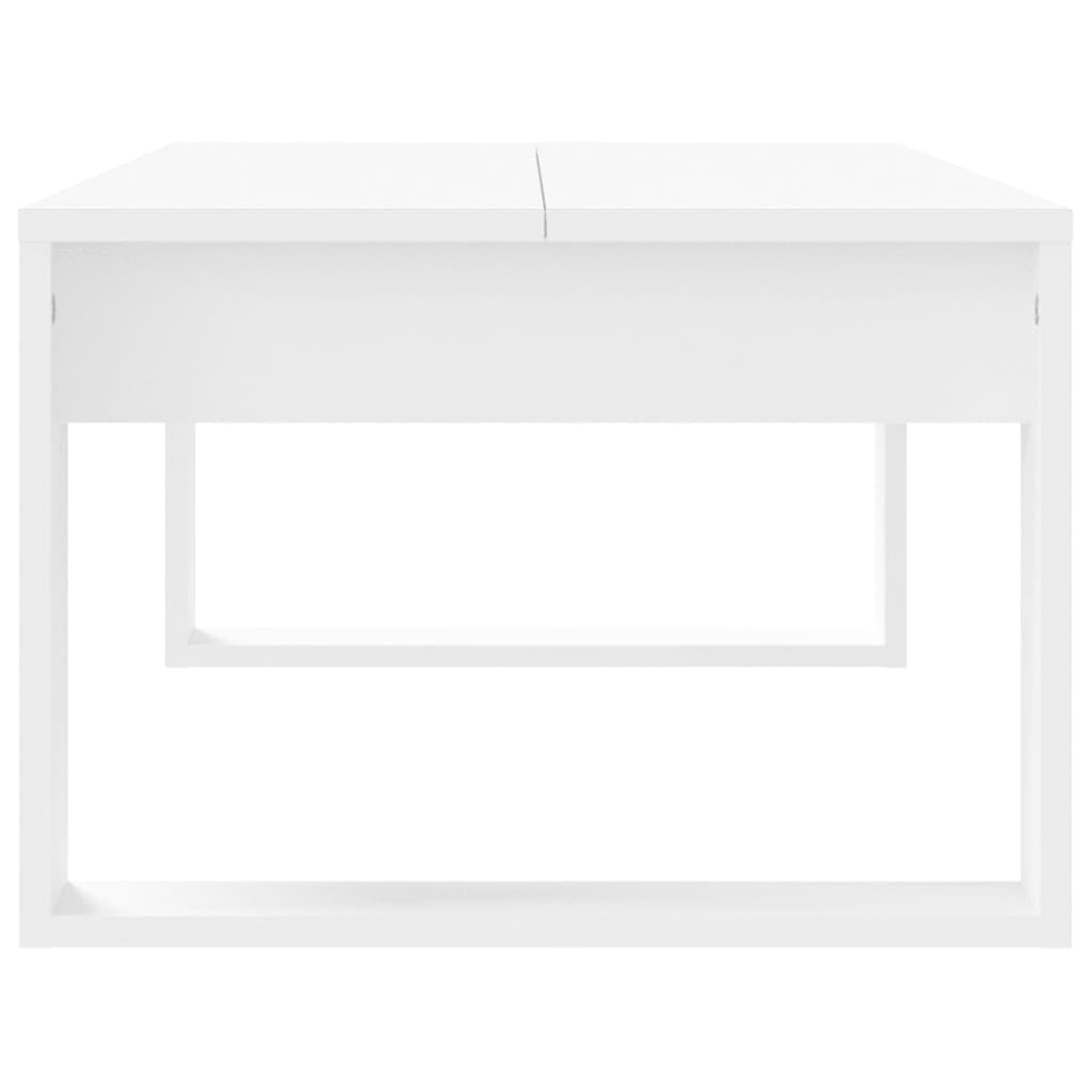 Mesa de centro blanca 102 x 50 x 35 cm, moderna mesa de salón de madera, práctica bandeja para aperitivos, bebidas, decoración, construcción estable