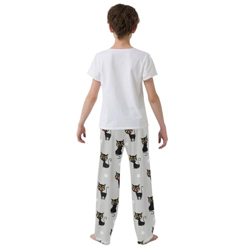 Cute Black Cat Cartoon Boys Pants for Kids Jogger Pants with Pockets S-XL3
