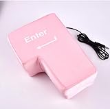 USB Big Enter Key Pillow, Desktop Throw Pillow Soft Stuffer, Nap Pillow Big Enter Button for Home Office (Pink)