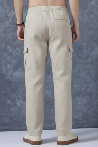 Image of Men's Multi Color Cargo Casual Trousers | Men's Regular Fit Straight Pants | Comfortable Stylish Cargo for Men | Soft Fabric for Everyday Wear, Travel & Office | Linen Cotton Bottom Wear