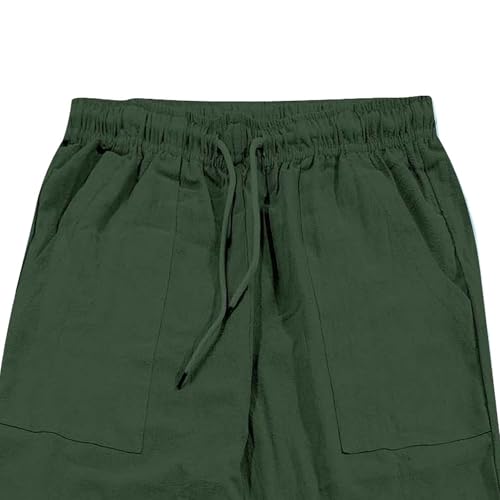 Shorts deportivos de lino para hombre con cordón miniatura 6