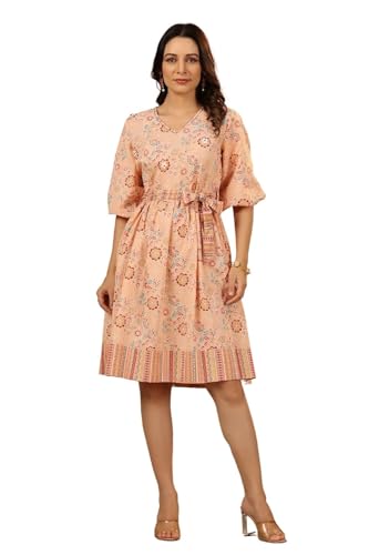 Image of Juniper Women's Cotton Fit and Flare Knee-Length Casual Dress