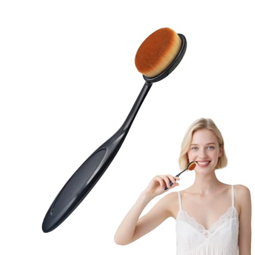 Oval Makeup Brush for Foundation BB Cream Liquid Powder Blush Contouring Soft Dense Bristles Professional Cosmetic Tool, Brown