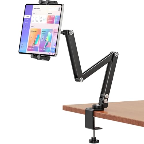 JUBORUI Soporte Tablet Mesa, 360°Giratorio Soporte de Escritorio iPad, Soporte iPad Mesa con Brazos...