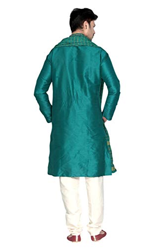MKP9008 Green and Ivory Men's Kurta Pyjama Indian Suit Bollywood Sherwani4