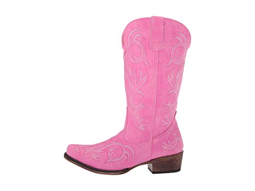 Image of ROPER Womens Riley Embroidered Snip Toe Casual Boots Mid Calf Low Heel 1-2 inch