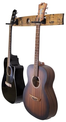 Coyle Woodworks Whiskey Barrel Stave 2-Guitar Wall Mount |Instrument Mount for Guitar, Ukulele, Violin, Banjo, Bass, Guitar Hanger, Natural Finish